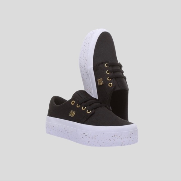 DC Shoes - DC Women’s Trase Platform TX SE Lace Up Skateboard Shoe Black & Gold Size 11
